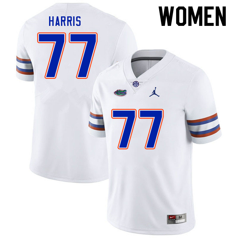 Women #77 Knijeah Harris Florida Gators College Football Jerseys Stitched-White